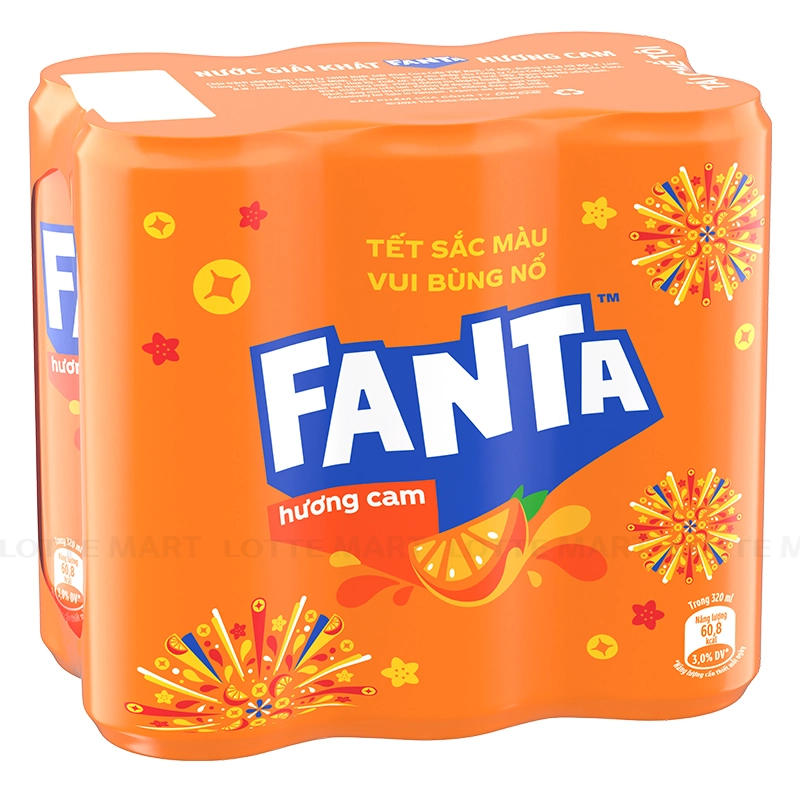 Lốc 6 Lon Nước Ngọt Có Gas Fanta Cam 320ml Lon ONL Mua 2 Lốc Tặng 1