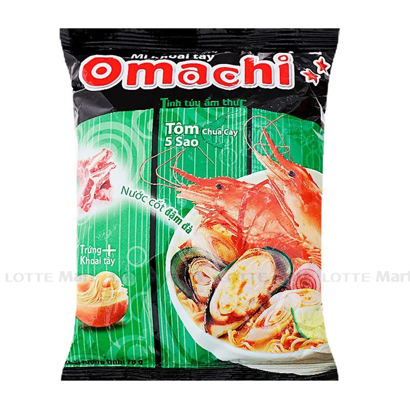 Mì Omachi Tôm Chua Cay 5 Sao 78G