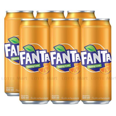 Lốc 6 Lon Nước Ngọt Có Gas Fanta Cam 320ml Lon