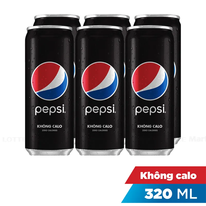 Nước Ngọt Có Gas Pepsi Không Calo 320ml X Lốc 6 Lon