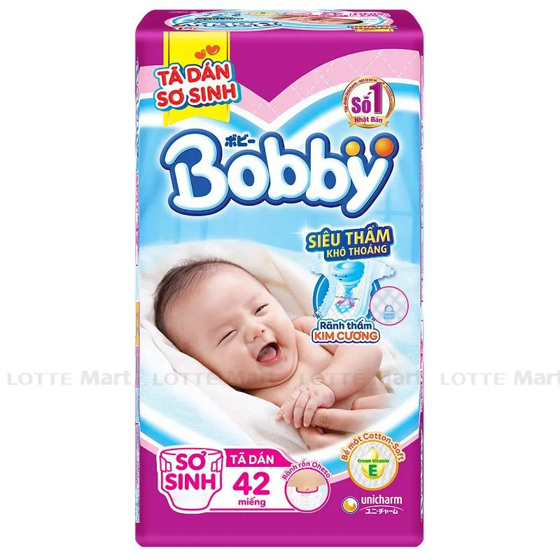 Tã Dán Sơ Sinh Bobby Size Xs Gói 38 Miếng (Cho Trẻ Từ Sơ Sinh Đến 5kg)