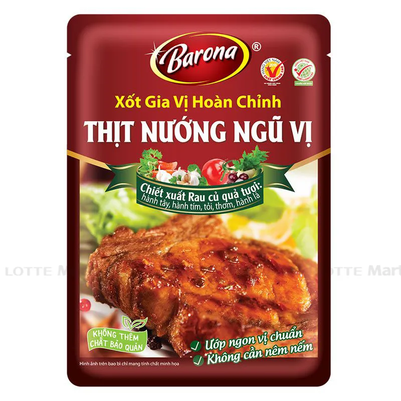 Sốt Ướp Thịt Nướng Ngũ Vị Barona Gói 80g - Bí Quyết Cho Món Nướng Thơm Ngon