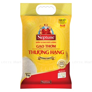 Gạo Dẻo Thơm Neptune Thượng Hạng Nhãn Vàng Túi 5Kg